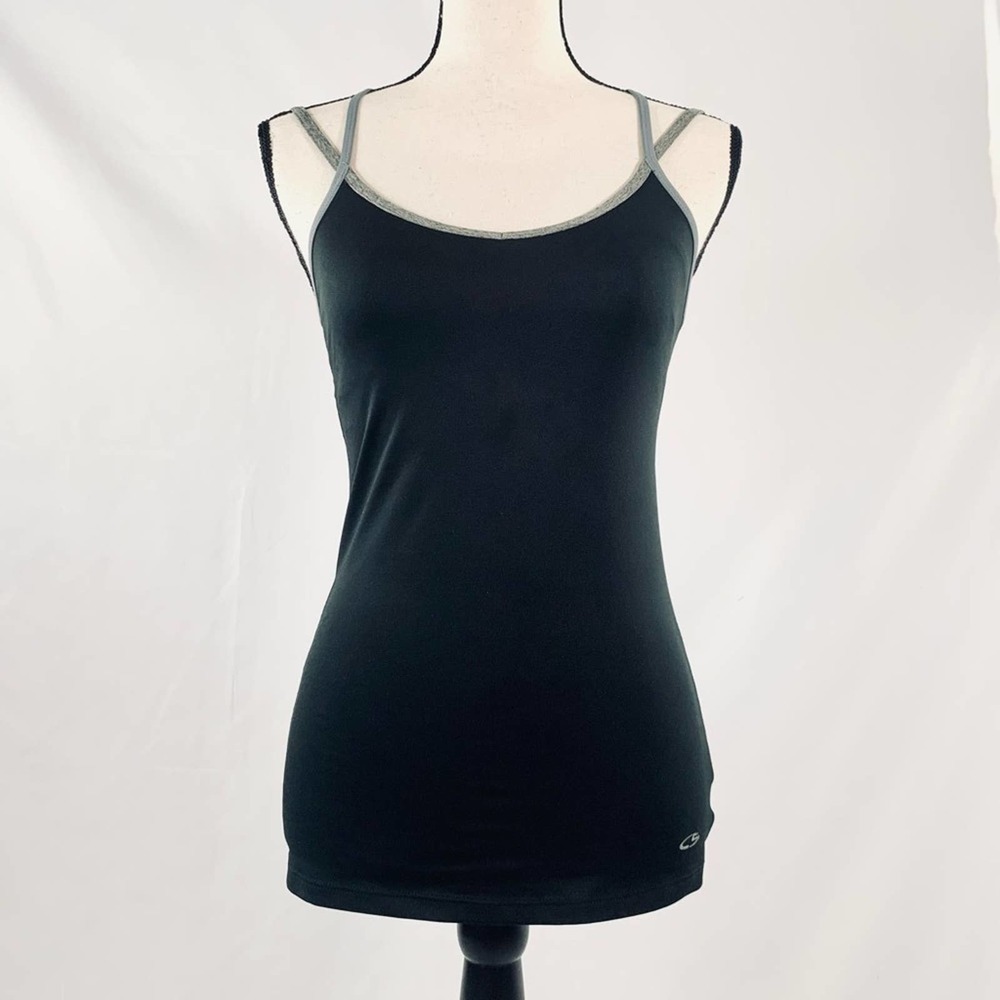 CHAMPION Fitted Athletic Tank Black Workout Running Gym Fitted